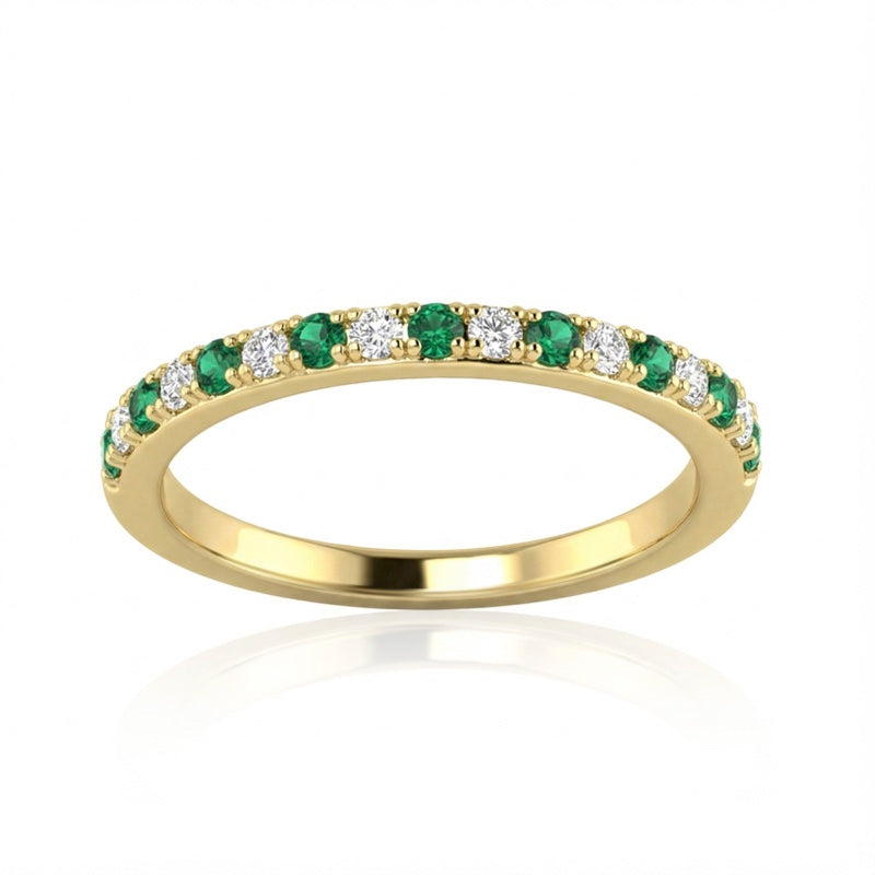 R-22847-EM-Y   Diamond & Emerald Half Eternity Ring
