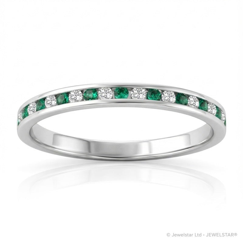 R-22874-EM-W   Diamond & Emerald Half Eternity Ring