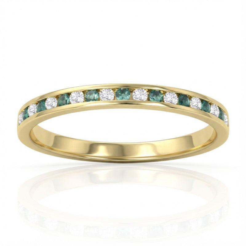 R-22874-EM-Y   Diamond & Emerald Half Eternity Ring