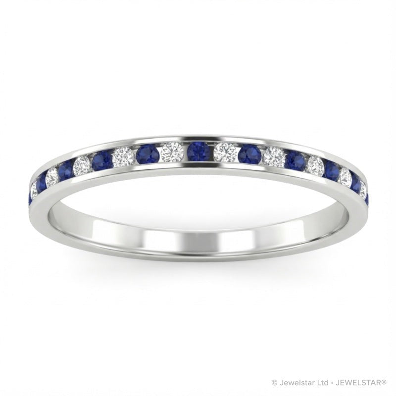 R-22875-SA-W   Diamond & Sapphire Half Eternity Ring