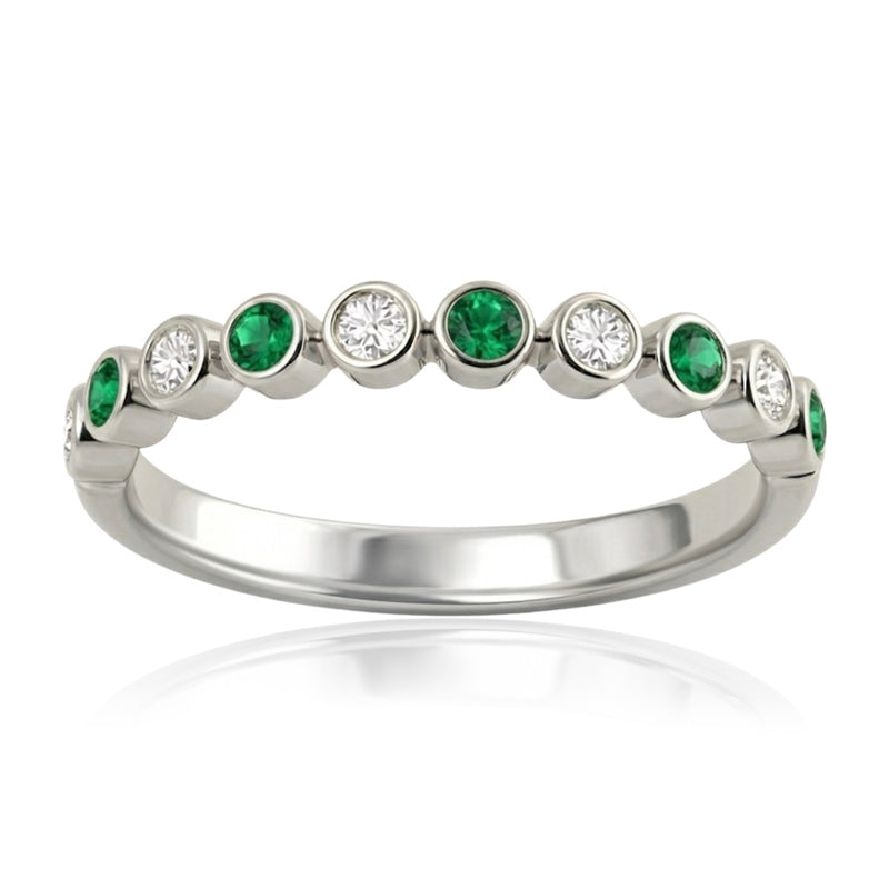 R-22902-EM-W   Diamond & Emerald Half Eternity Ring