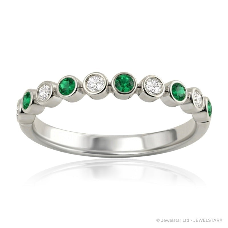 R-22902-EM-W   Diamond & Emerald Half Eternity Ring