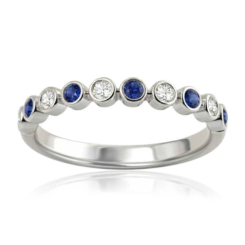 R-22902-SA-W   Diamond & Sapphire Half Eternity Ring