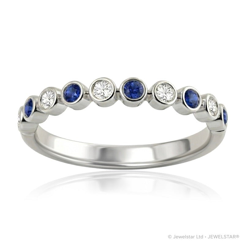 R-22902-SA-W   Diamond & Sapphire Half Eternity Ring