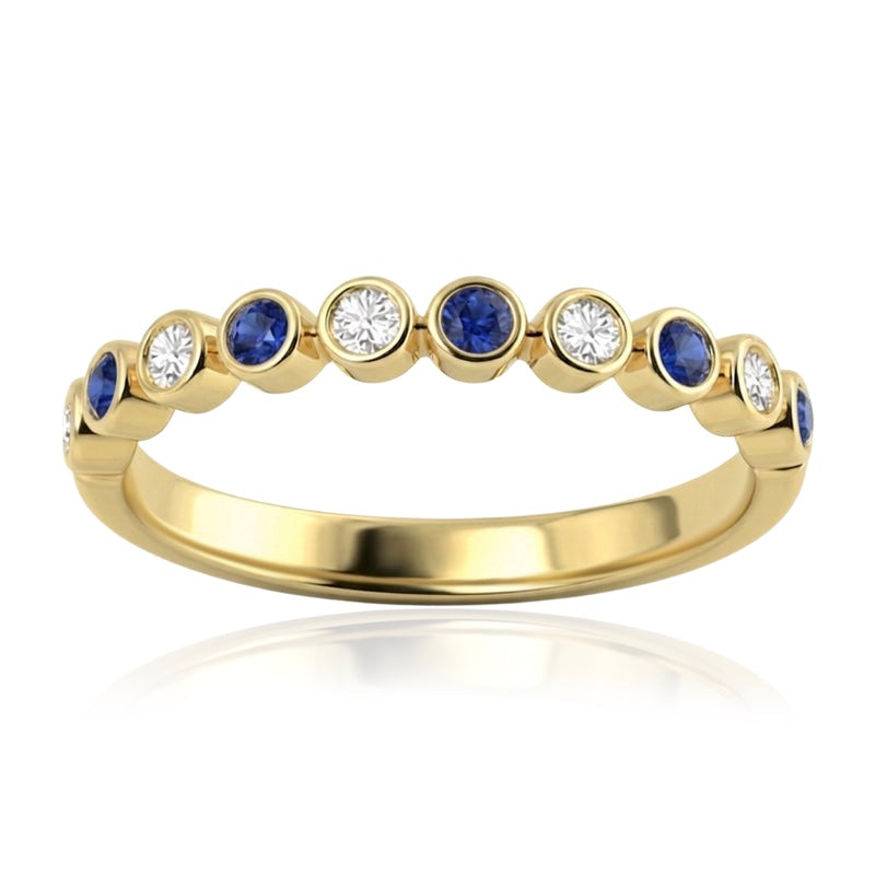 R-22902-SA-Y   Diamond & Sapphire Half Eternity Ring