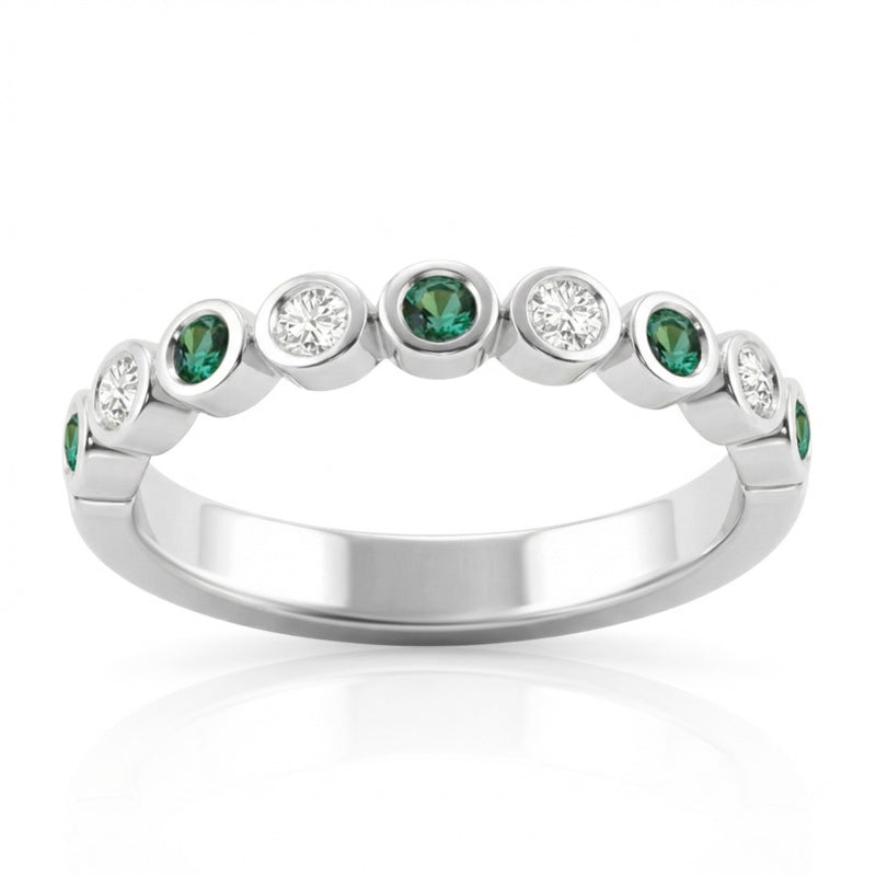 R-22903-EM-W   Diamond & Emerald Half Eternity Ring