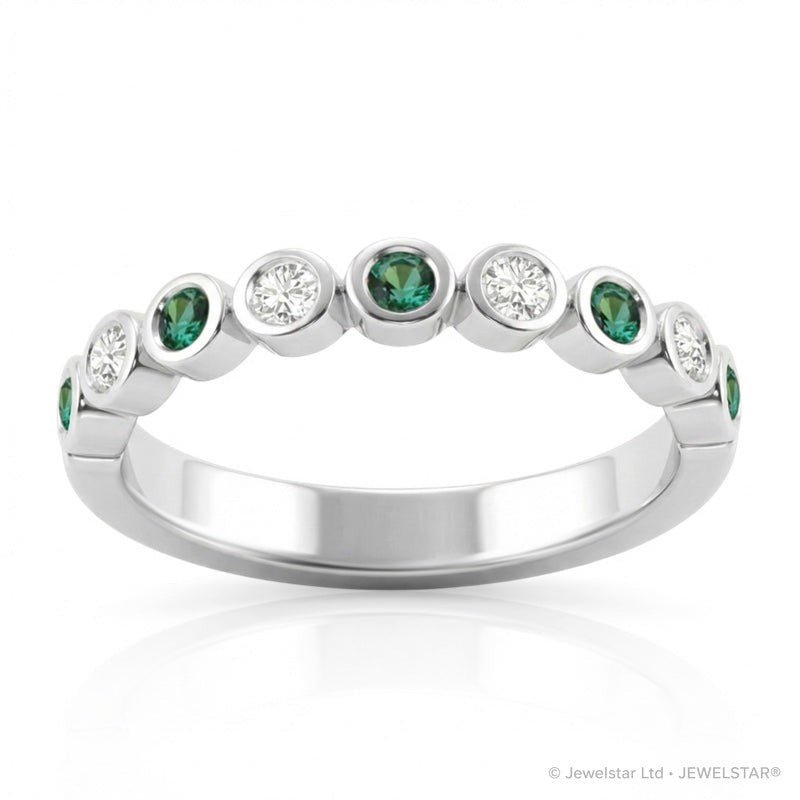 R-22903-EM-W   Diamond & Emerald Half Eternity Ring