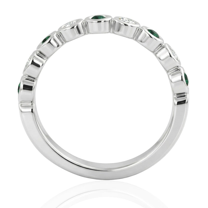 R-22903-EM-W   Diamond & Emerald Half Eternity Ring