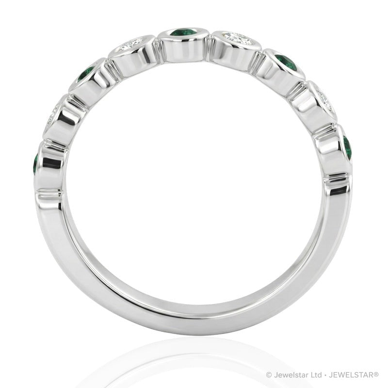 R-22903-EM-W   Diamond & Emerald Half Eternity Ring
