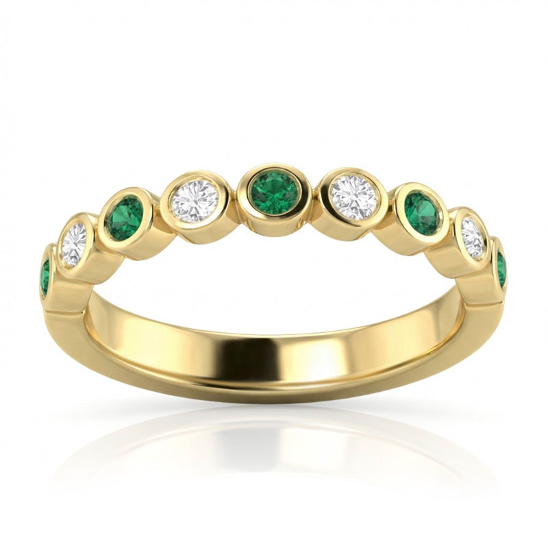 R-22903-EM-Y   Diamond & Emerald Half Eternity Ring