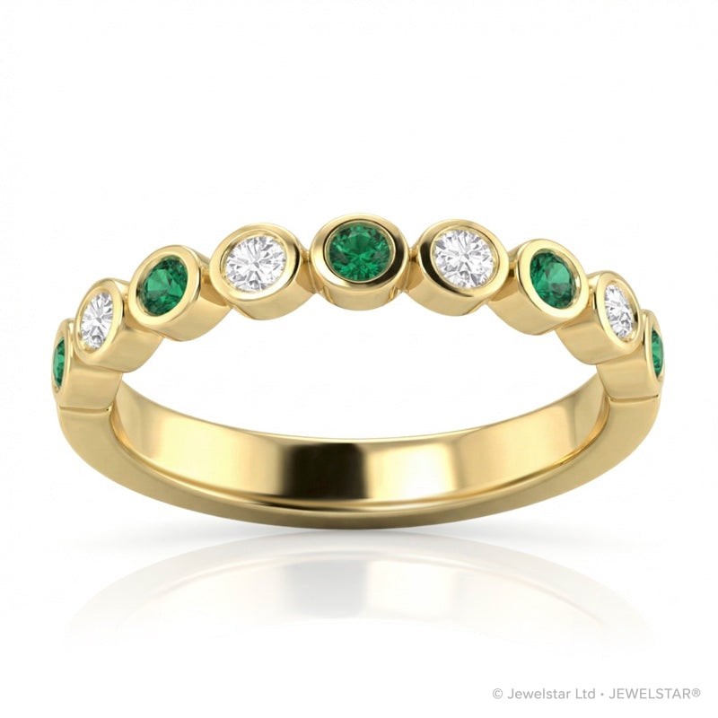 R-22903-EM-Y   Diamond & Emerald Half Eternity Ring