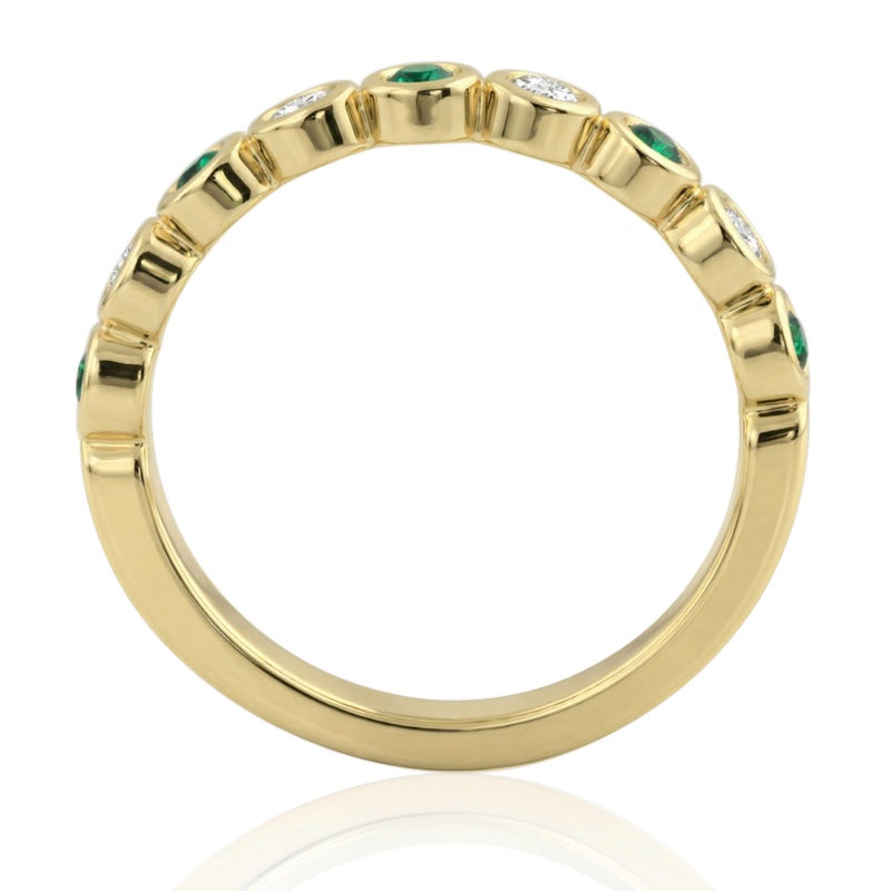 R-22903-EM-Y   Diamond & Emerald Half Eternity Ring