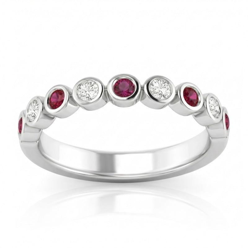 R-22903-RU-W   Diamond & Ruby Half Eternity Ring