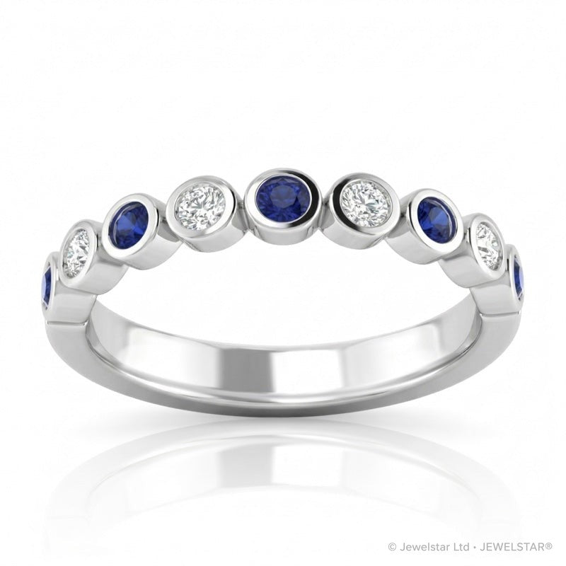 R-22903-SA-W   Diamond & Sapphire Half Eternity Ring