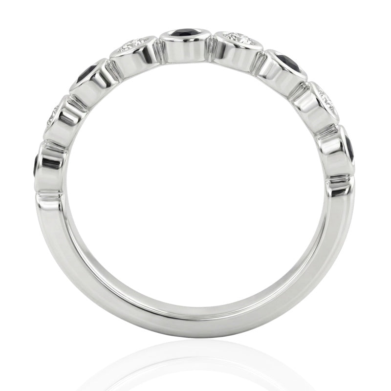 R-22903-SA-W   Diamond & Sapphire Half Eternity Ring