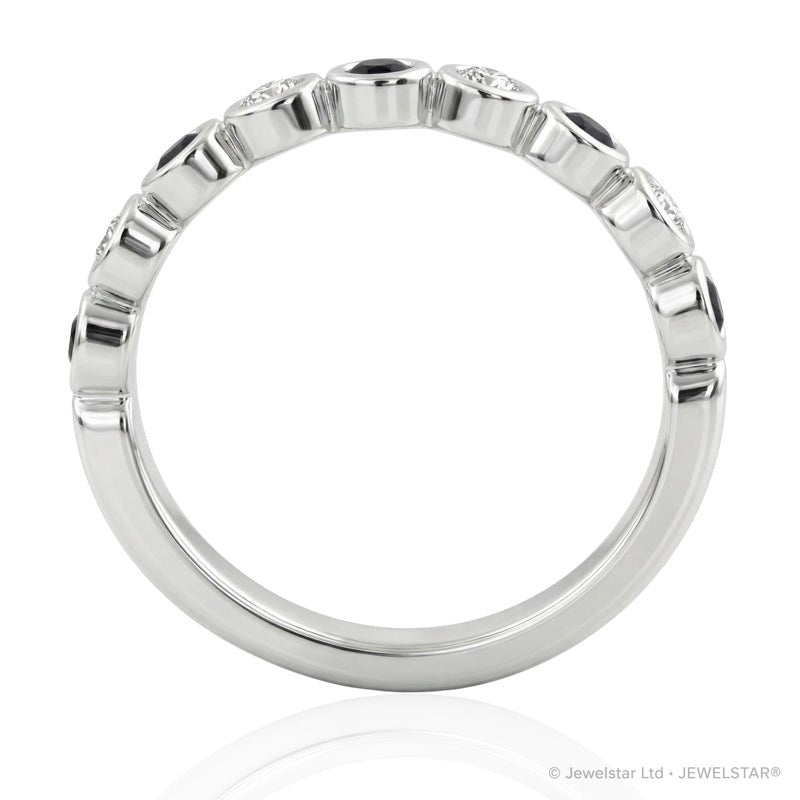 R-22903-SA-W   Diamond & Sapphire Half Eternity Ring