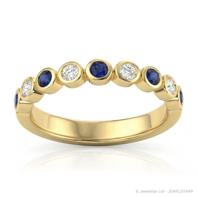 R-22903-SA-Y   Diamond & Sapphire Half Eternity Ring