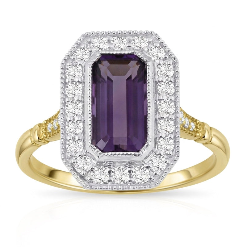R-25201-AM-Y  Diamond & Amethyst Vintage Ring