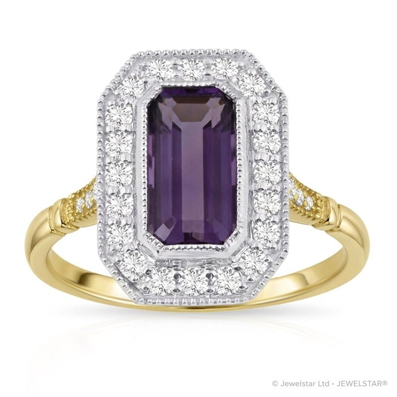 R-25201-AM-Y  Diamond & Amethyst Vintage Ring