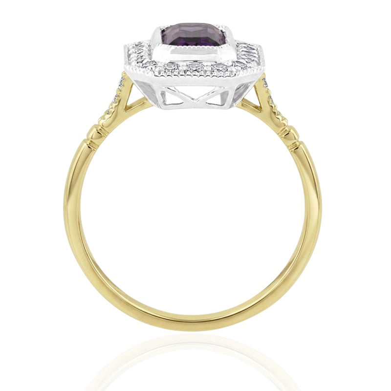 R-25201-AM-Y  Diamond & Amethyst Vintage Ring