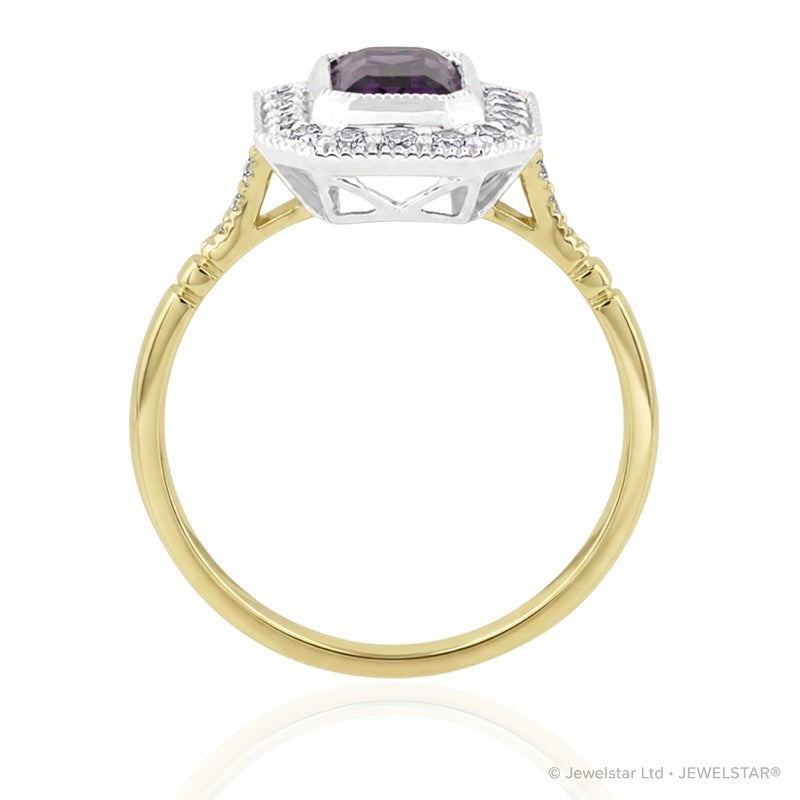 R-25201-AM-Y  Diamond & Amethyst Vintage Ring