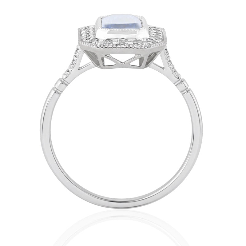 R-25201-BT-W  Diamond & Blue Topaz Vintage Ring