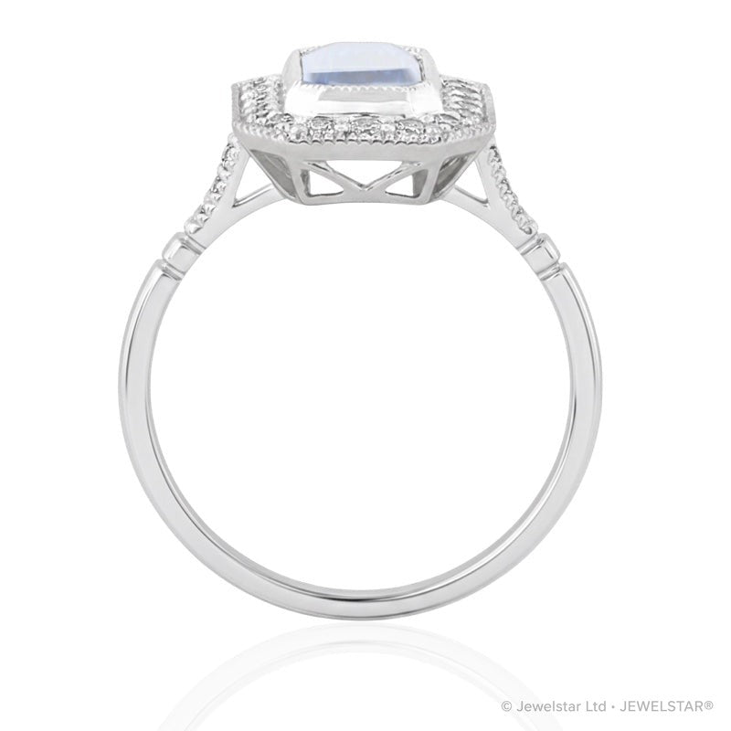 R-25201-BT-W  Diamond & Blue Topaz Vintage Ring