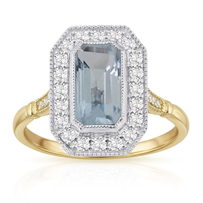 R-25201-BT-Y  Diamond & Blue Topaz Vintage Ring