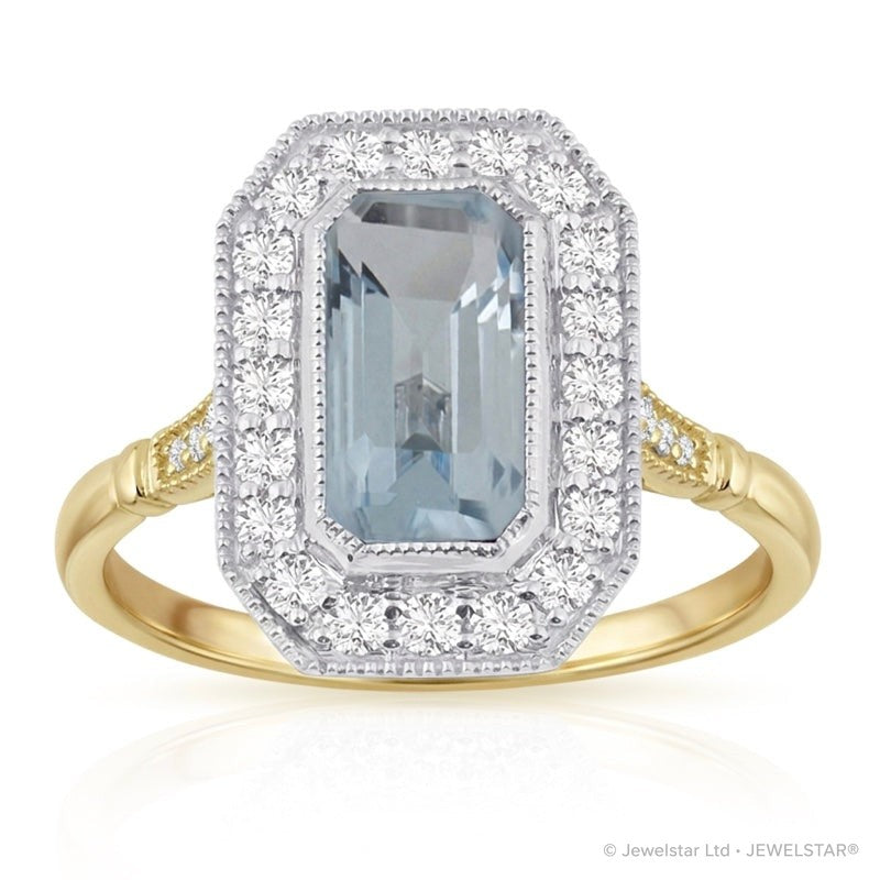 R-25201-BT-Y  Diamond & Blue Topaz Vintage Ring