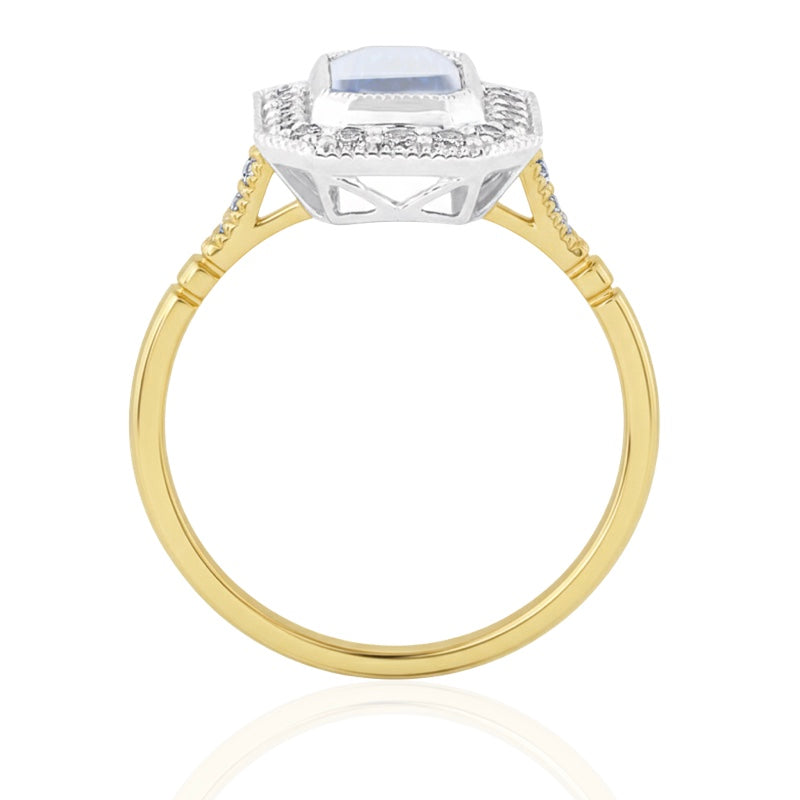 R-25201-BT-Y  Diamond & Blue Topaz Vintage Ring