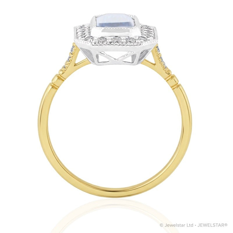 R-25201-BT-Y  Diamond & Blue Topaz Vintage Ring