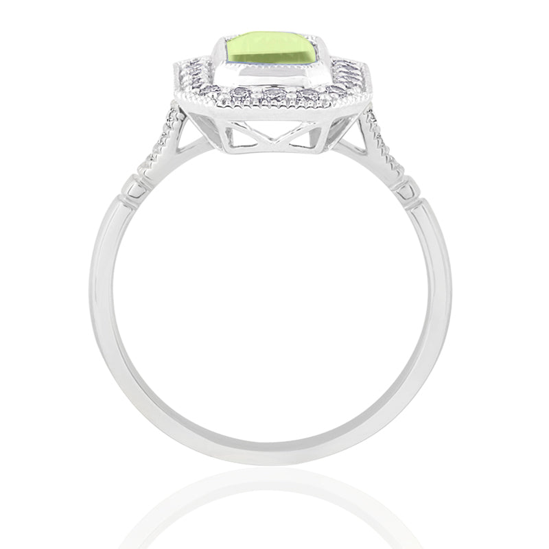 R-25201-PD-W  Diamond & Peridot Vintage Rings