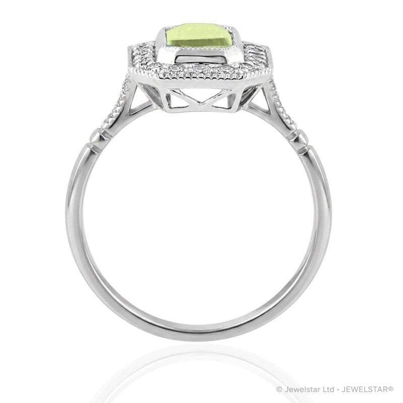 R-25201-PD-W  Diamond & Peridot Vintage Rings