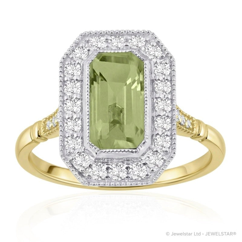 R-25201-PD-Y  Diamond & Peridot Vintage Rings