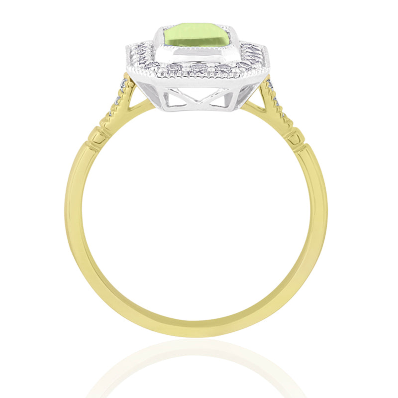 R-25201-PD-Y  Diamond & Peridot Vintage Rings