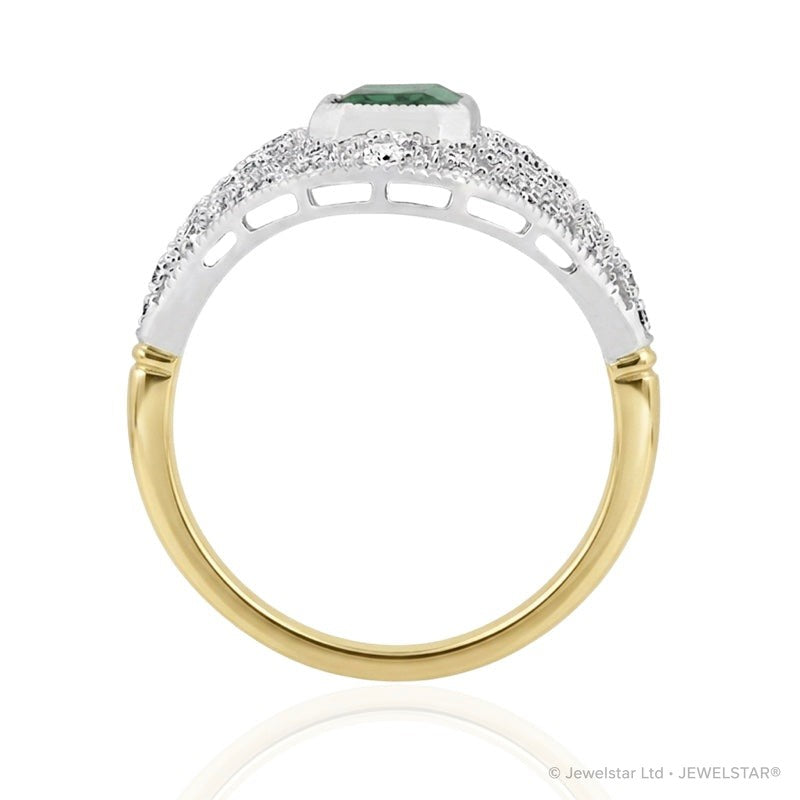 R-25202-EM-Y  Diamond & Emerald Vintage Ring