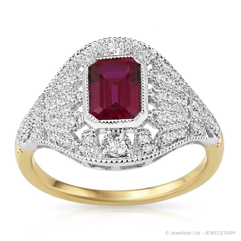 R-25202-RU-Y  Diamond & Ruby Vintage Ring