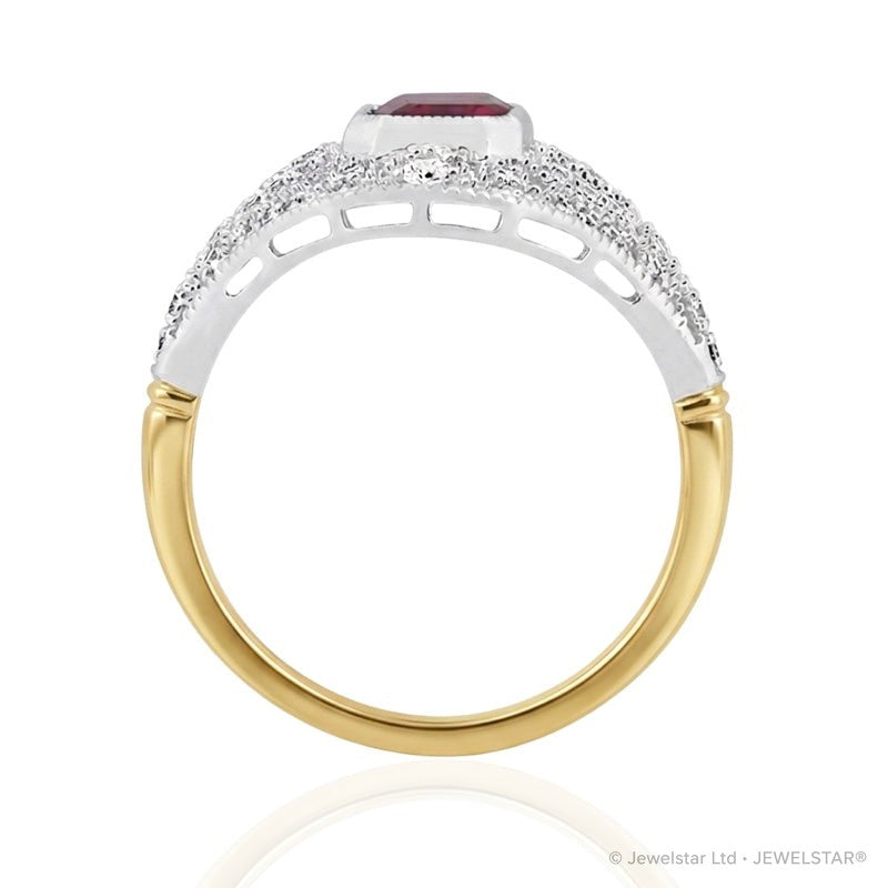R-25202-RU-Y  Diamond & Ruby Vintage Ring