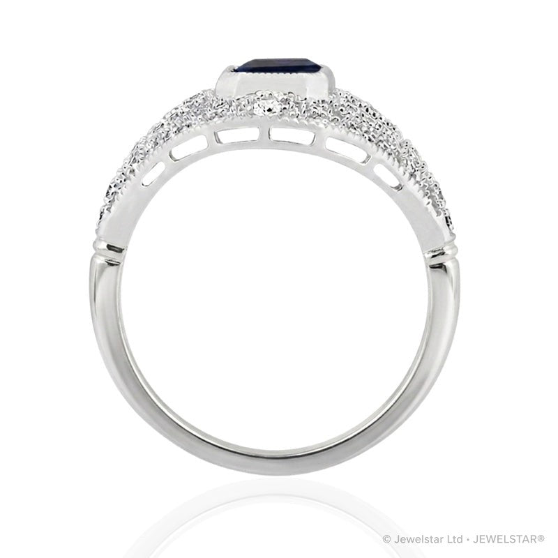 R-25202-SA-W  Diamond & Sapphire Vintage Ring