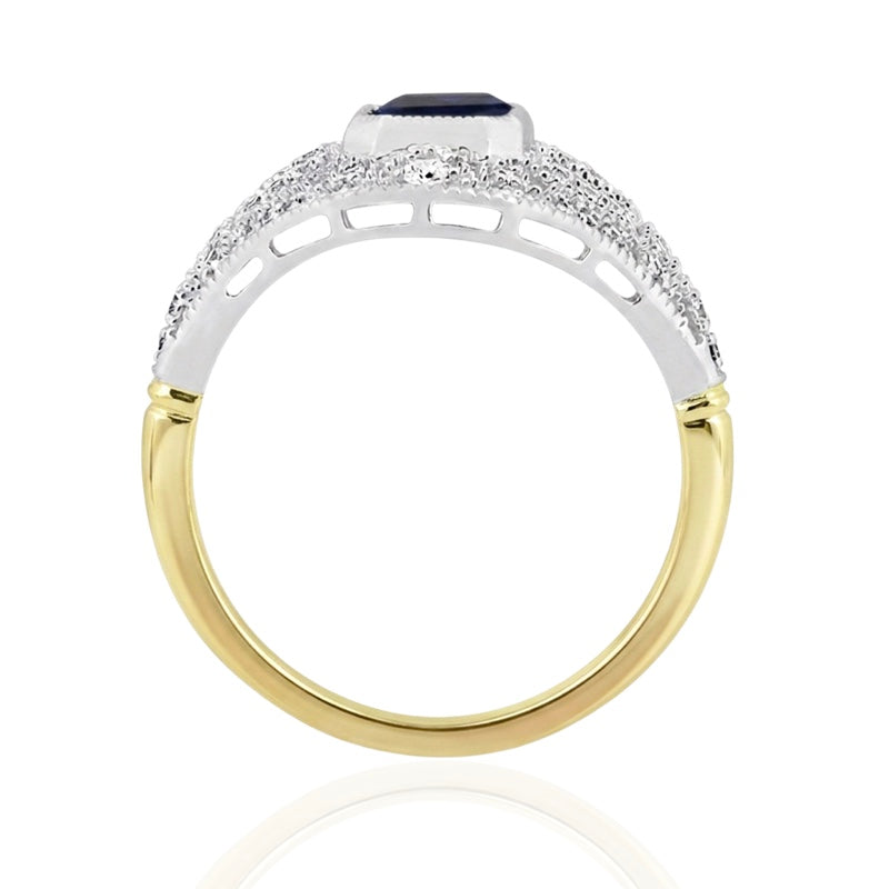 R-25202-SA-Y  Diamond & Sapphire Vintage Ring
