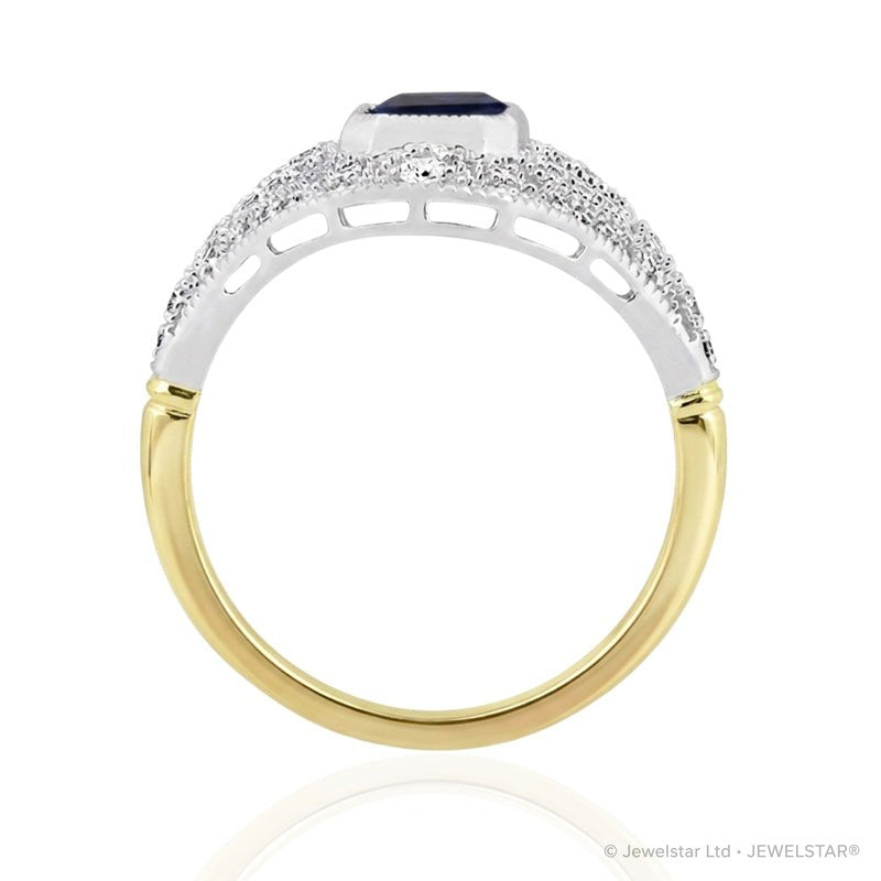 R-25202-SA-Y  Diamond & Sapphire Vintage Ring