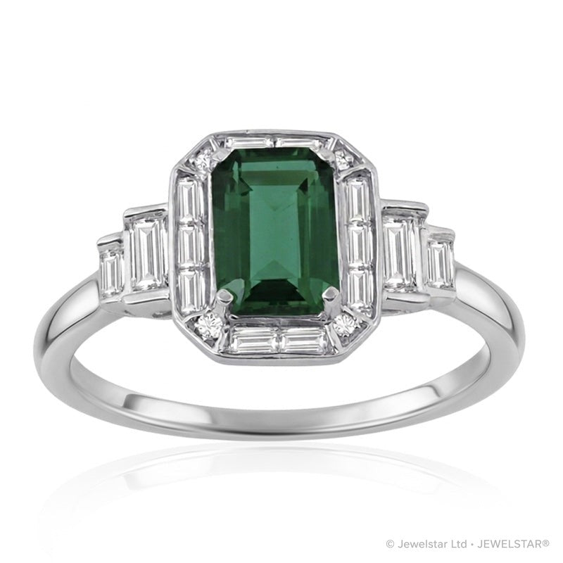 R-25204-EM-W  Diamond & Emerald Vintage Ring