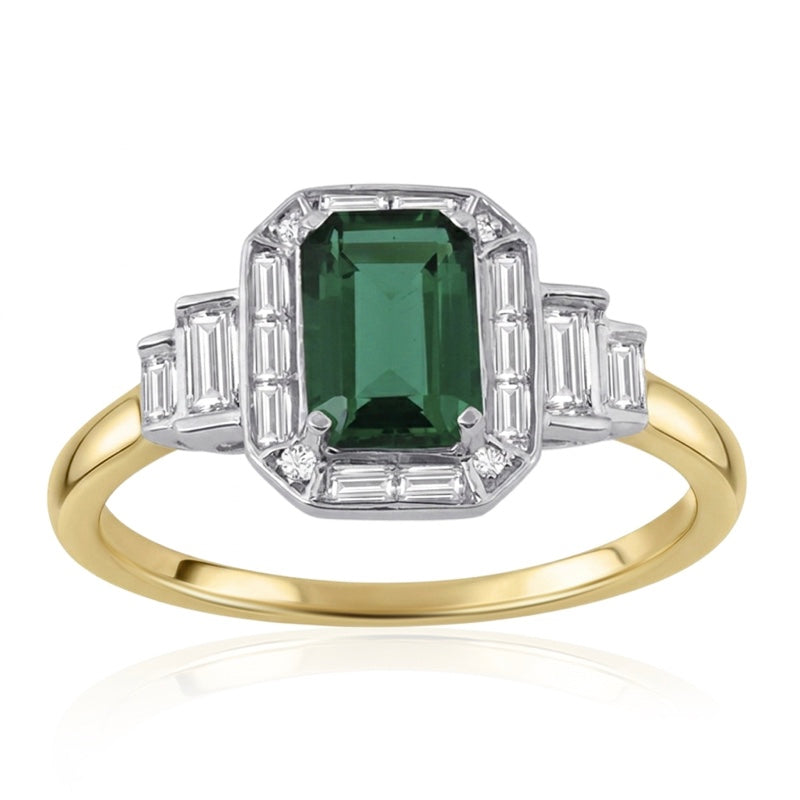 R-25204-EM-Y  Diamond & Emerald Vintage Ring