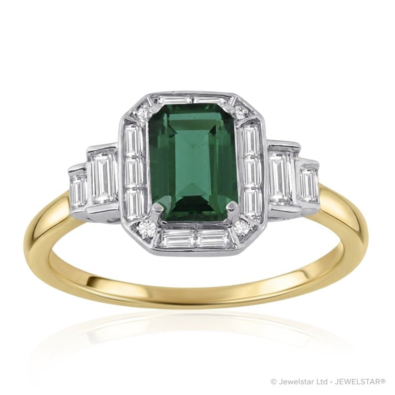 R-25204-EM-Y  Diamond & Emerald Vintage Ring