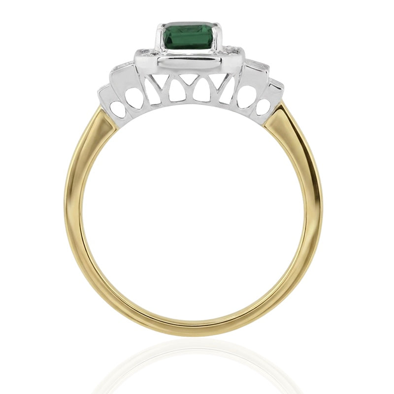 R-25204-EM-Y  Diamond & Emerald Vintage Ring