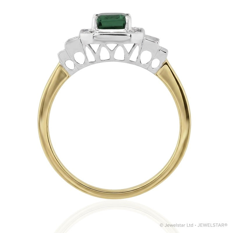 R-25204-EM-Y  Diamond & Emerald Vintage Ring