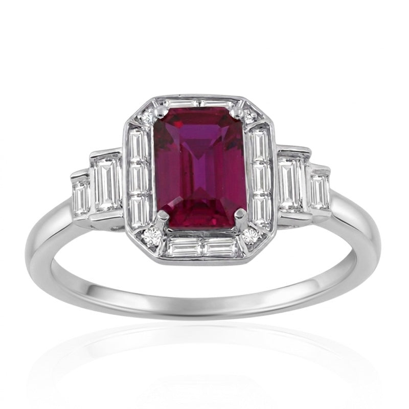 R-25204-RU-W  Diamond & Ruby Vintage Ring