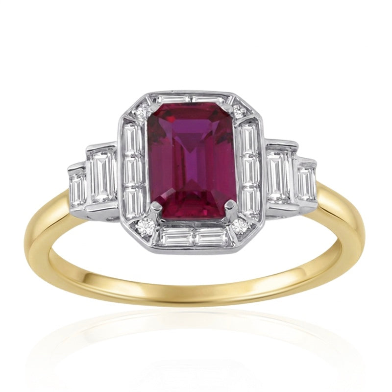 R-25204-RU-Y  Diamond & Ruby Vintage Ring