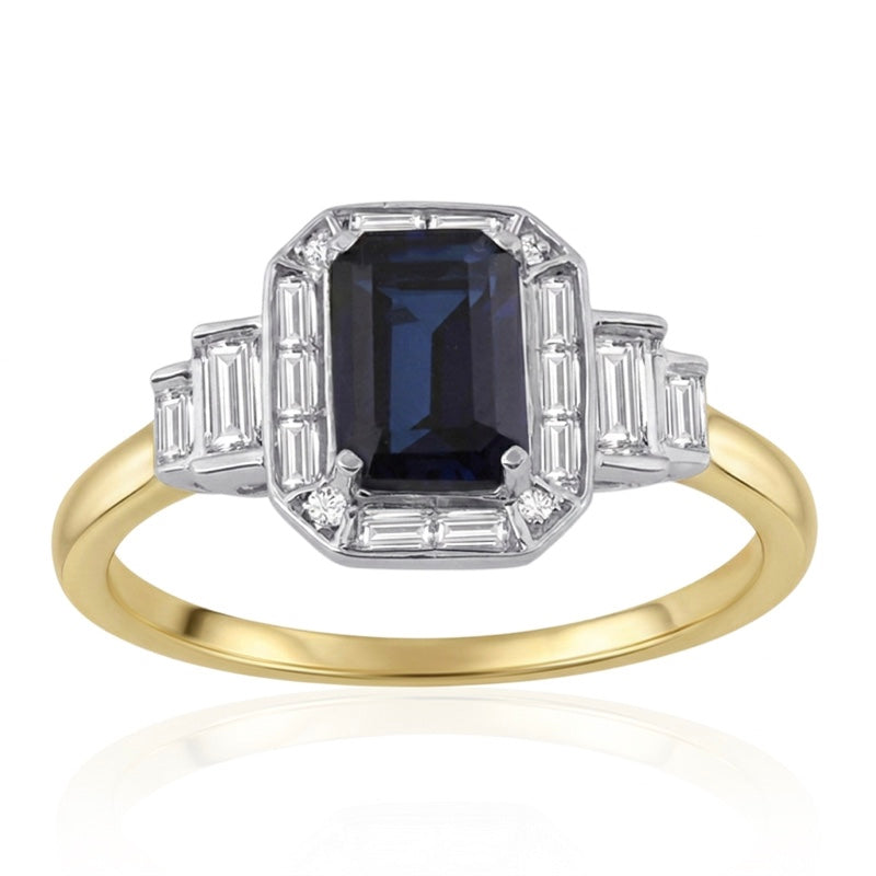 R-25204-SA-Y  Diamond & Sapphire Vintage Ring