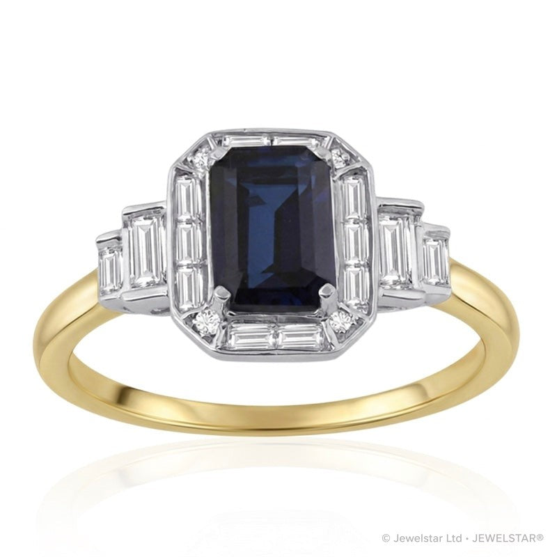 R-25204-SA-Y  Diamond & Sapphire Vintage Ring
